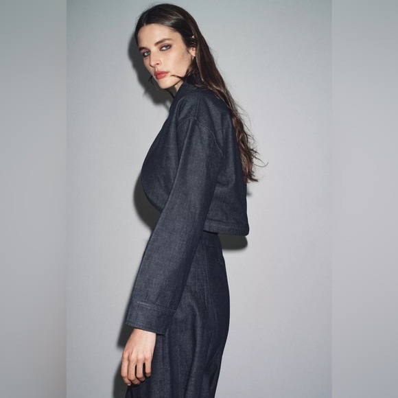 ZARA WOMAN COLLECTION DENIM BOLERO JACKET - Picture 12 of 14